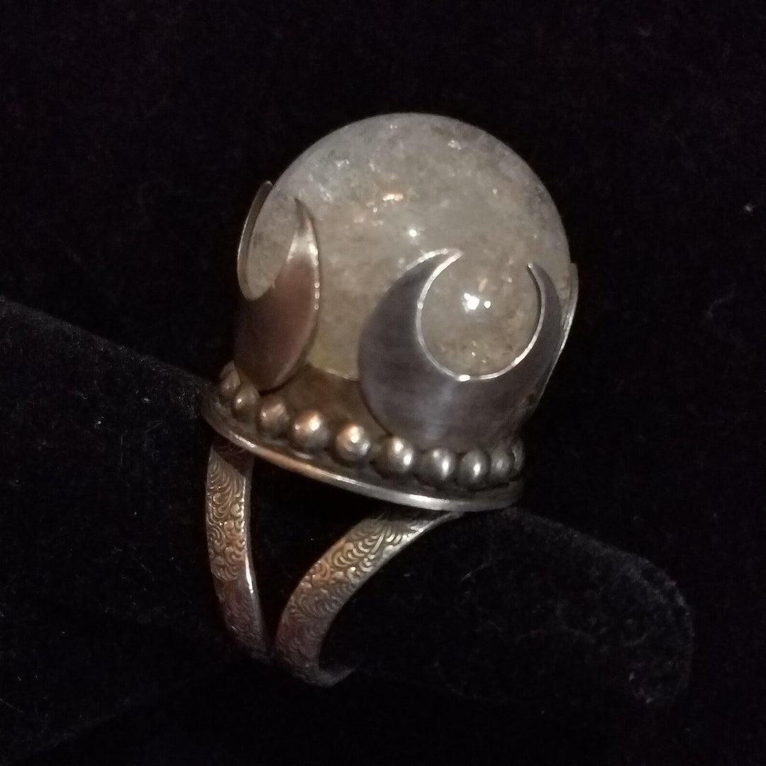 Clear Quartz Crystal Ball Ring