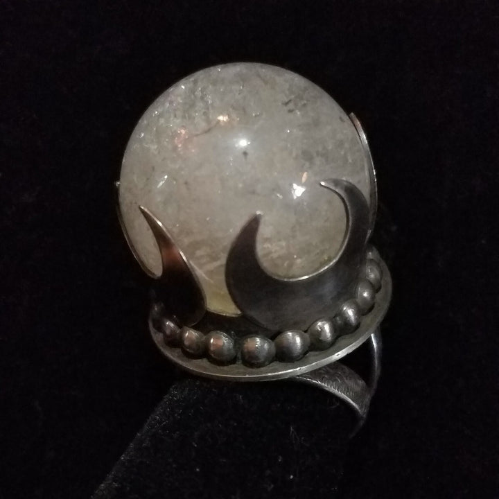 Clear Quartz Crystal Ball Ring