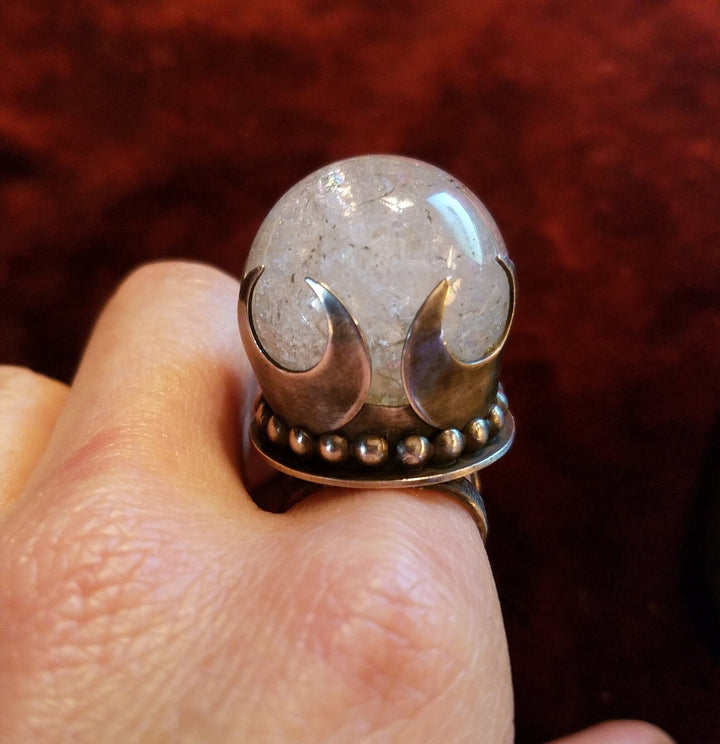 Clear Quartz Crystal Ball Ring